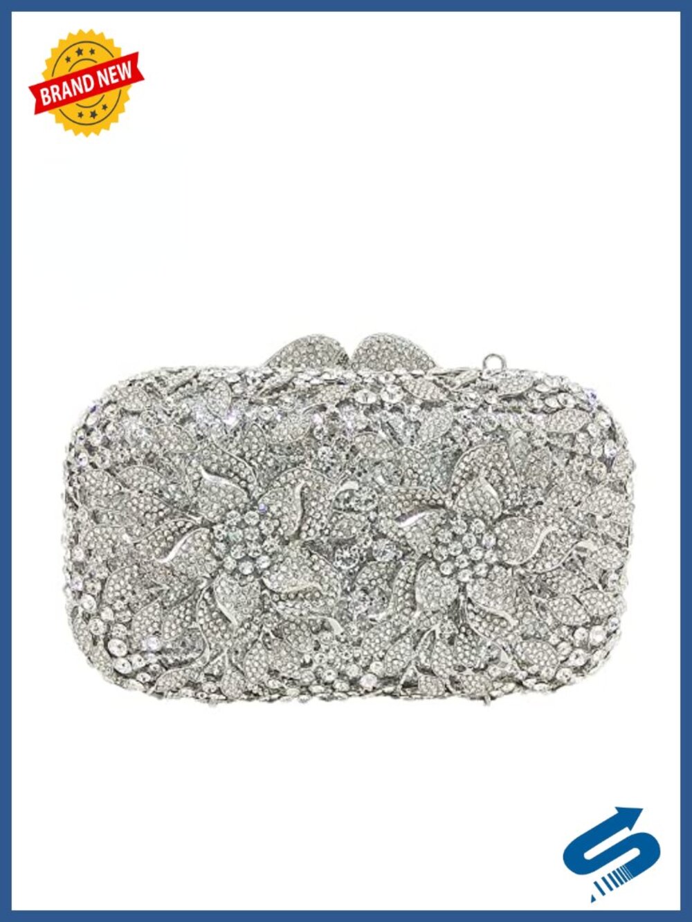 Mini Rhinestone Crystal Clutch Purse Faux Leather Evening Bag Wedding Party